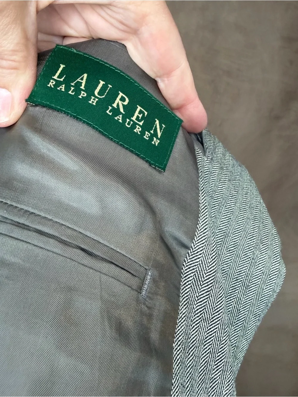 Lauren Ralph Lauren Gray Herringbone Two-Button Sport Coat